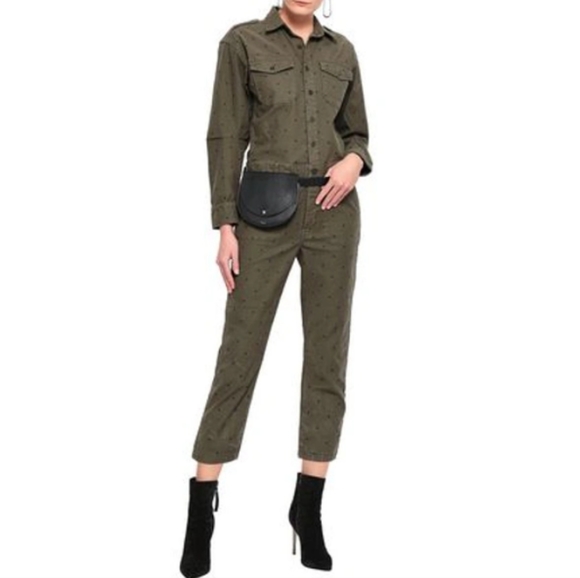 Current/Elliott The Crew Dot Print Jumpsuit Polka Dot Cotton Stretch Size 1 - Picture 1 of 16